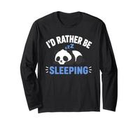 Panda Sleep Funny Nap Humor Lazy I'd Rather Be Sleeping Manche Longue