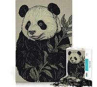 Panda Souriant avec Feuilles, Puzzle de 1000 pièces pour Adultes, Cadeau, Jeu de logique et d'adresse, Anti-Stress, découpe précise, liste de souhaits du Père Noël 38x26cm