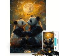 Panda sous la Lune Puzzle Vincent Van Gogh 1000 pièces pour Adolescents, Stimulant la mémoire, Anti-Stress, décoration Murale (50x75cm)