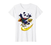 Panda sur Une fusée lançant Le Panneau « Je t'aime » T-Shirt Graphique avec Valeur, Femme, Blanc, L