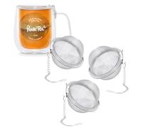 Panda Tea - 3x Boule à Thé en Inox - Infuseur Thé Original et Pratique pour Infuser Vos Thés en Vrac - Boule à Thé avec Chaîne