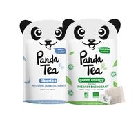Panda Tea - Duo Green Energy & Libertea - Thé Vert Bio Énergie & Tisane Drainante - 2x28 Sachets Coton - Boost Énergie, Minceur & Rétention d’Eau, Jambes Lourdes - Mate, Hibiscus & Plantes Bio