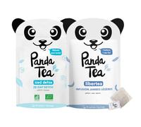 Panda Tea - Duo Iced tea Detox Mangue & Libertea - Infusion Detox Froid & Tisane Drainante - 2x28 Sachets Coton Bio - Minceur, Rétention d’Eau & Bien-être Estival