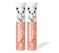 Panda Tea - Hydratation & Énergie - Pêche - 40 Pastilles sans sucre - Electrolyte Ultra Hydratation - Idéale pour le Sport et le Quotidien