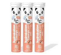 Panda Tea - Hydratation & Énergie - Pêche - 60 Pastilles sans sucre - Electrolyte Ultra Hydratation - Idéale pour le Sport et le Quotidien