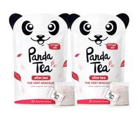 Panda tea - Slim tea - Lot de x2 - Framboise Gingembre - Thé vert bio detox & perte de poids - 28 Sachets Mousselines - Thé vert, Maté, Poudre de guarana - Cure thé minceur brule graisse 28 Jours