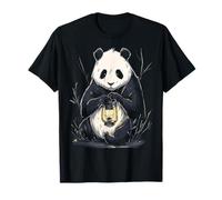 Panda tient lanterne motif forêt mignon animal art panda T-Shirt