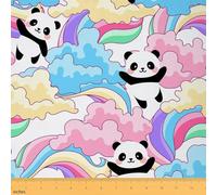Panda Tissu 92x150cm, Arc - en - ciel coloré mignon animal Tissus au Metre, dessin animé Panda Tissu couture pour la décoration intérieure, Tissu d'extérieur, rose bleu