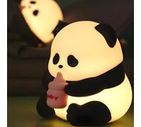 Panda Veilleuse Bébé, Veilleuse Enfant Rechargeable, 3 Luminosité,Silicone Lampe de Chevet Tactile Enfant, Lampe Veilleuse LED,Panda Cadeau Bébé Garçon fille Nouveau-né,Kawaii Decoration Chambre Bebe