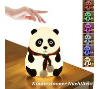 Panda Veilleuse Enfant Bébé, 7 couleurs LED Lampe d'Allaitement Batterie Silicone Lampe de chevet Touch Dimmable Décoration Chambre Enfant Fille Garçon Cadeau