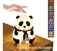 Panda Veilleuse Enfant Bébé, 7 couleurs LED Lampe d'Allaitement Batterie Silicone Lampe de chevet Touch Dimmable Décoration Chambre Enfant Fille Garçon Cadeau