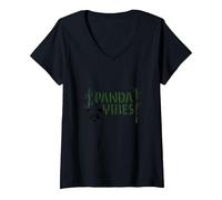 Panda Vibes Bamboo Forest Zen Animal Lover Cadeau T-Shirt avec Col en V, Femme, Noir, XXL