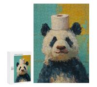 Panda with Toilet Paper on Head Puzzle 1000 Pièces Educa Jouet en Bois Cadeau Unique Décoration Intérieure Jeu Éducatif Challenge Toy Adultes Et Enfants À Partir De 14 Ans 300 PCS