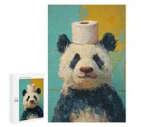 Panda with Toilet Paper on Head Puzzle 1000 Pièces Educa Jouet en Bois Cadeau Unique Décoration Intérieure Jeu Éducatif Challenge Toy Adultes Et Enfants À Partir De 14 Ans 1000 PCS