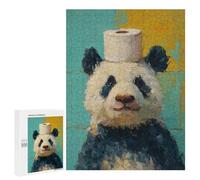 Panda with Toilet Paper on Head Puzzle 1000 Pièces Educa Jouet en Bois Cadeau Unique Décoration Intérieure Jeu Éducatif Challenge Toy Adultes Et Enfants À Partir De 14 Ans 500 PCS