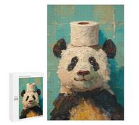 Panda with Toilet Paper Roll Hat-1 Puzzle 1000 Pièces Educa Jouet en Bois Cadeau Unique Décoration Intérieure Jeu Éducatif Challenge Toy Adultes Et Enfants À Partir De 14 Ans 1000 PCS