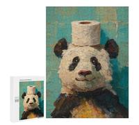 Panda with Toilet Paper Roll Hat-1 Puzzle 1000 Pièces Educa Jouet en Bois Cadeau Unique Décoration Intérieure Jeu Éducatif Challenge Toy Adultes Et Enfants À Partir De 14 Ans 500 PCS