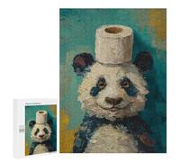 Panda with Toilet Paper Roll Hat-2 Puzzle 1000 Pièces Educa Jouet en Bois Cadeau Unique Décoration Intérieure Jeu Éducatif Challenge Toy Adultes Et Enfants À Partir De 14 Ans 500 PCS