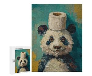 Panda with Toilet Paper Roll Hat-2 Puzzle 1000 Pièces Educa Jouet en Bois Cadeau Unique Décoration Intérieure Jeu Éducatif Challenge Toy Adultes Et Enfants À Partir De 14 Ans 500 PCS