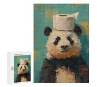 Panda with Toilet Paper Roll on Head Puzzle 1000 Pièces Educa Jouet en Bois Cadeau Unique Décoration Intérieure Jeu Éducatif Challenge Toy Adultes Et Enfants À Partir De 14 Ans 300 PCS