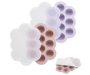 PandaEar 2 Pack Silicone Baby Food Freezer Tray with Lids - 10-Cavity Weaning Pots for Purees, Breast Milk & Batch Cooking - Easy Release, BPA Free, Stackable Container (Pink & Purple)