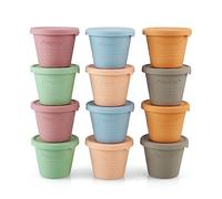 PandaEar Lot de 12 Contenants de Stockage en Silicone pour Aliments pour Bébés, 120 ml Récipients Réutilisables pour Petites Collations, Stockage au Congélateur avec Couvercles Hermétiques Anti-Fuites