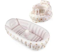 PandaEar Lot de 2 baignoires gonflables et sieges pour bebe a partir de 3 mois et plus, baignoire de voyage portable pour bebe et ch