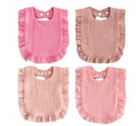 PandaEar Lot de 4 bavoirs pour bébé - Sans BPA - Imperméables - Réglables - Rose - Différentes couleurs - Taille unique