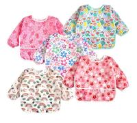 PandaEar Lot de 5 Bavoirs à Manches Longues pour Bébé | Bavoirs Imperméables à Manches Longues pour Bébé, Nourrisson et Tout-Petit de 6 à 36 Mois