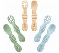 PandaEar Lot de 6 Cuillères en Silicone pour Bébé, Cuillères d'Apprentissage Souples pour Diversification Menée par l'Enfant (Bleu)