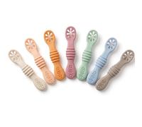 PandaEar Lot de 7 Cuillères pour Bébé, Ustensiles en Silicone Souple pour l'Auto-alimentation, Cuillère d'Apprentissage Premier Âge en Silicone sans BPA avec Manche Facile à Saisir