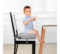 PandaEar Seggiolino Rialzato per Tavolo da Pranzo per Bambini, Cuscino Rialzato Portatile per Bambini, Doppia Cinghia di Sicurezza, Fondo Antiscivolo (Grigio)
