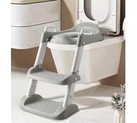 PandaEar Siège de Pot Potty Training avec Échelle, Siège de Toilette Confortable et Sécurisé avec Coussinets Antidérapants pour Enfants Garçons Filles et Tout-Petits (Gris)