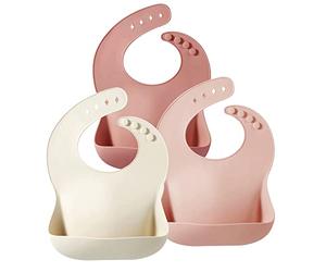 PandaEar Silicone Bibs for Babies Toddlers Girls| Adjustable Waterproof BPA Free Soft Durable Bibs for eating with Large Pocket Food Catcher