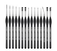 PANDAFLY Lot de 15 pinceaux Miniatures pour Les détails Fins et la Peinture Artistique - Acrylique, Huile, Aquarelle et Peinture par numéro, modèles, Visage, Ongles, Artisanat
