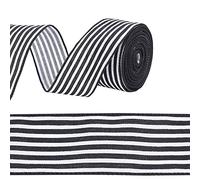 PandaHall 10.97m Ruban rayé noir et blanc, 61mm Bande de Noël Filaire Bord Ruban Candy Cane Craft Wrapping Rubans rayés pour l'emballage de cadeaux de Noël, couture