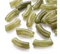 Pandahall 10 pcs Transparent Acrylique Tube Incurvé Perles Double Couleur Imitation Pierre Précieuse Nouilles Entretoises Perles pour Bambou Tube Bracelets Bracelet Fabrication