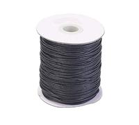PandaHall 100 Verges/Rouleau 1.5mm tressé Coton ciré Cordon chaîne Bijoux à bricoler soi-même Artisanat macramé Faisant des Perles Fil Corde avec Bobine (Noir)