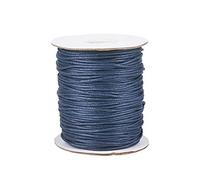 Pandahall 100 Yards/Roll 1.5mm tressé Coton ciré Cordon chaîne Bijoux à bricoler soi-même Artisanat macramé Faisant des Perles Fil Corde avec Bobine (Bleu prussien)