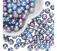 PandaHall 100pcs 8mm Perles Nacrees Perle de Verre Bracelet Perles Rondes pour Bijoux, Couleur Mixte, Trou 1mm