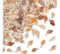PandaHall 100pcs Pendentifs coquillage spirale Charmes artisanaux Pendentif cauri Charms de coquillages naturels avec boucle en argent doré