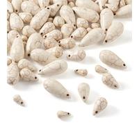 Pandahall - 105 perles en forme de larme, en pierre turquoise avec trou supérieur, perles séparées blanches pour bracelets, colliers, boucles d'oreilles, création de bijoux