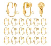 PandaHall- 10pcs Clip d'oreille Composants de Boucle d'oreille, pour des Oreilles Non percees,Couleur Dore 13.5mm de Large,15.5mm de Long,7mm d'epaisseur,Trou:Environ 1.2mm