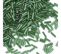 PandaHall 1250 pièces / 50g perles de trompette en verre doublées d'argent 6x1.8mm tube transparent perle d'espacement de graines de verre en vrac pour la fabrication de bijoux (vert citron)