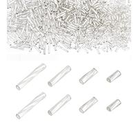 PandaHall 1600Pcs 4 tailles Perles de rocaille en verre, Perle de rocaille en tube long argenté 5/6/9/12x2mm Perle d'espacement avec trou de 0,5 mm pour bijoux, boucle d'oreille bracelet collier