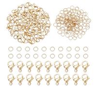 PandaHall 180pcs Attaches et Fermoirs pour Bijoux, Fermoir Bracelet Attache Collier Acier Inoxydable Plaqué Or avec 60pcs 9x6mm Pince de Homard Fermoir 120pcs 4mm Anneaux de Saut pour Collier