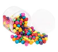 PandaHall 200pcs Perles de bois colorées 10mm Perle Rond Perles artisanales en bois Perles d'espacement pour Fabrication de Bijoux Bracelet Collier, Couleur Melangee, Trou: 3.5mm