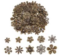 PandaHall 200pcs Perles d'espacement de Fleurs, Chapeau de Perle de Fleur de Fer Embouts tibétains en Filigrane pour Bricolage Boucles d'oreilles Bracelet Collier Fabrication de Bijoux,Bronze Antique