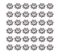 PandaHall 200pcs Perles Intercalaires Perle Plate Pour Bracelet Perles D'espacement, 4x1.5mm Perle Fleur en Alliage Flocon De Neige pour Bijoux, Bracelets, Colliers, Argent Antique