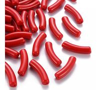 Pandahall 20pcs perles acryliques opaques tube incurvé perles entretoises de nouilles rouges pour bracelet en bambou tube faisant 32x9.5x8mm trou: 1.8mm